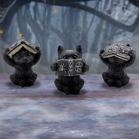 Three Wise Spell Cats 8.5cm