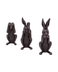 Three Wise Hares 14cm Hares Statues Small (Under 15cm)