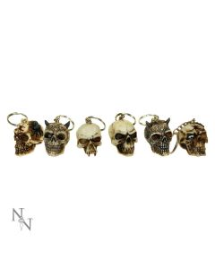 Skull Keyrings (3cm) (Pack of 6) Skulls Halloween Accessories