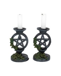 Aged Pentagram Candlesticks 13.4cm Witchcraft & Wiccan Wiccan & Witchcraft